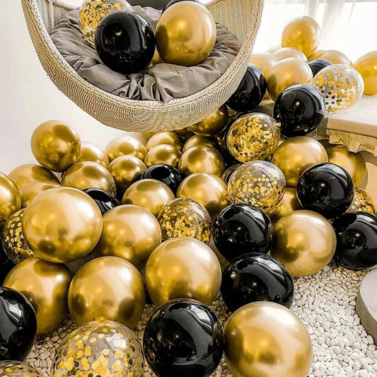 Gold Black  Balloons